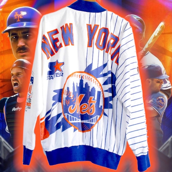 💎ViNTaGe 💎NeW YoRK MeTs ⚾️ BiG LoGo STaRTeR ⭐️ PuLLoVeR JaCKet and Hat🧢🧥 - Picture 3 of 10